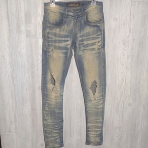 Distressed Copper Rivet Skinny Jeans